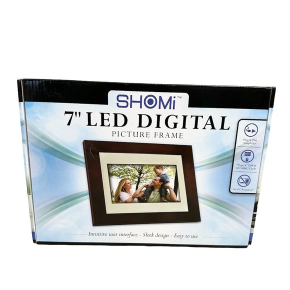 SHOMi 7" LED Digital Picture Frame Brand New, Plug & Play No PC Required - Picture 1 of 3